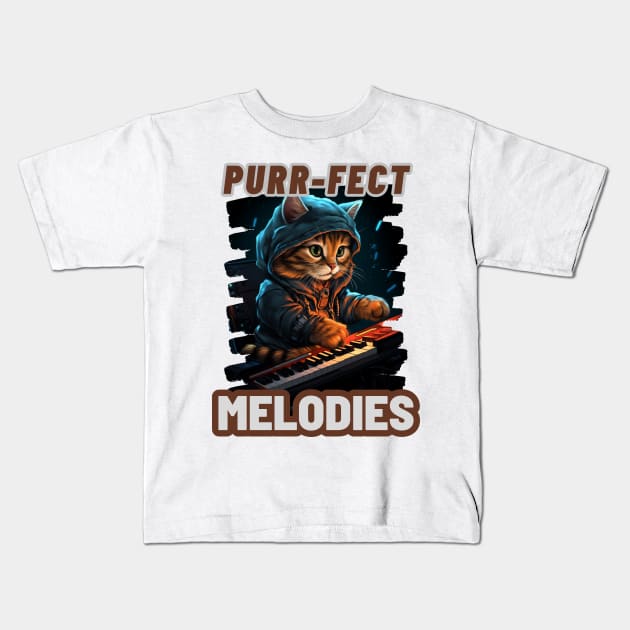 Captivating Keyboard Cat: "Purr-fect Melodies" Kids T-Shirt by LionCreativeFashionHubMx